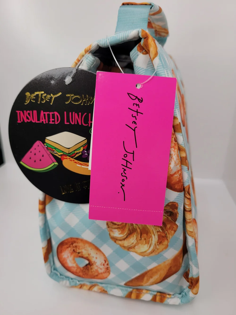 👉✨️ Betsey Johnson Insulated Lunch Tote - Blue Bakery Print